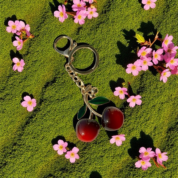 Accessories - Cherry Keychain / Bag Charm with Gold Accents NWT